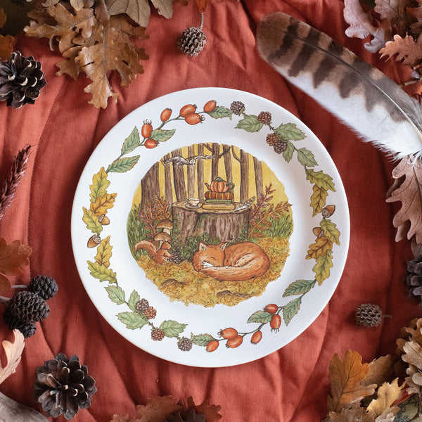 Assiette en porcelaine « Tea time d'automne en forêt »