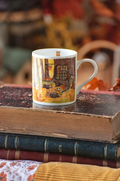 Tasse et assiette en porcelaine « Tea time d'automne en forêt »