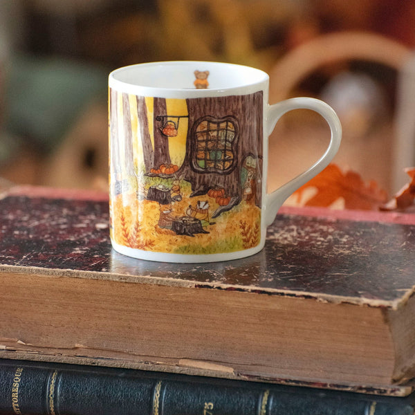 Tasse en porcelaine de qualité Bone China « Tea time d'automne en forêt »