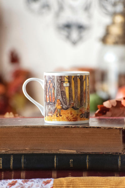 Tasse en porcelaine de qualité Bone China « Tea time d'automne en forêt »