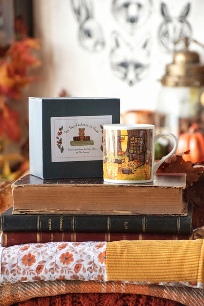 Tasse en porcelaine de qualité Bone China « Tea time d'automne en forêt »