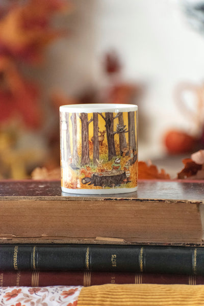 Tasse en porcelaine de qualité Bone China « Tea time d'automne en forêt »