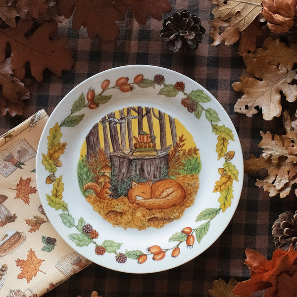 Tasse et assiette en porcelaine « Tea time d'automne en forêt »