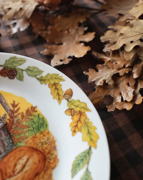Tasse et assiette en porcelaine « Tea time d'automne en forêt »