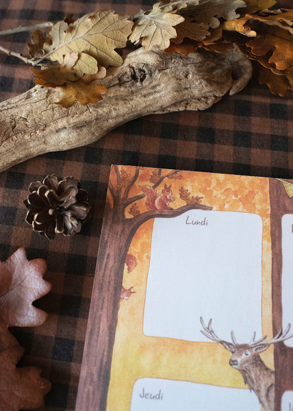 BLOC-NOTES SEMAINIER Un automne en forêt, A4 - papeterie
