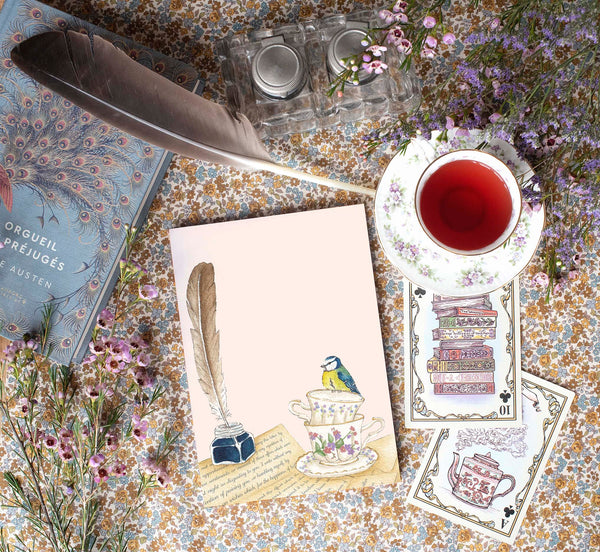 Pack  collection " Feather Park"  : cartes, bloc-notes, marque-pages - papeterie