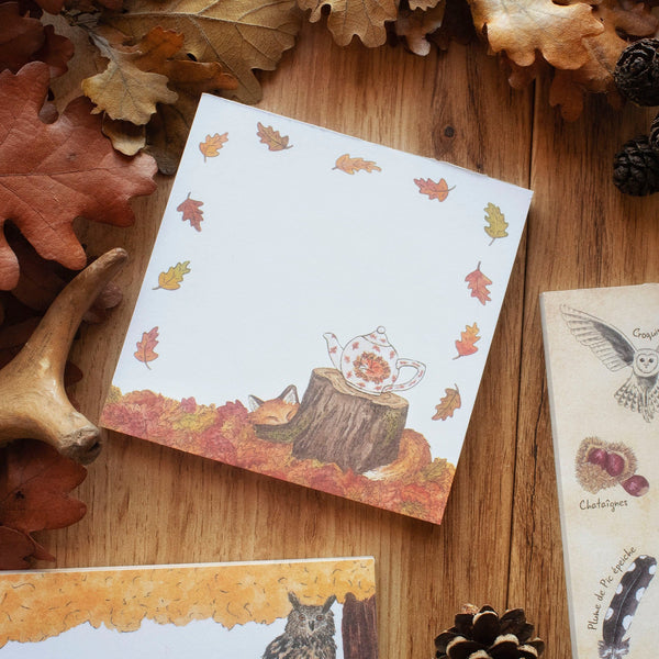 BLOC-NOTES Tea Time du Renard, 10x10cm - papeterie