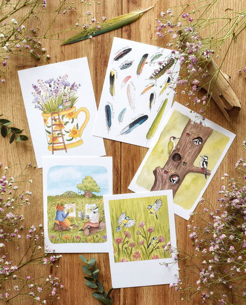 PACK Printemps, cartes, stickers, marque-pages - papeterie