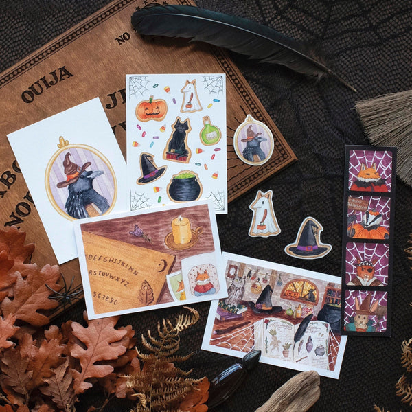 PACK Happy Halloween, cartes, stickers, marque-pages - papeterie