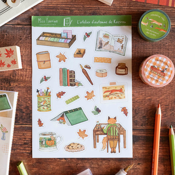 Planche de stickers "L'atelier d'automne de Kazirou", Format A5