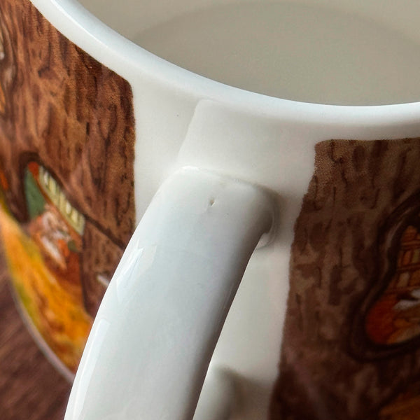 Tasse en porcelaine, avec défauts dans la porcelaine (l'anse et le dessous de la tasse), « Tea time d'automne en forêt »