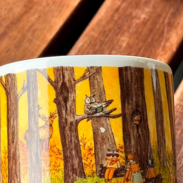 Tasse en porcelaine, avec défauts (taches sur la porcelaine), « Tea time d'automne en forêt »