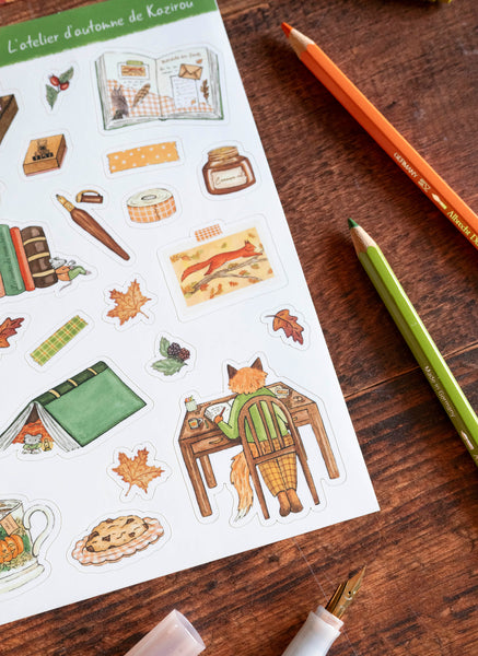 Planche de stickers "L'atelier d'automne de Kazirou", Format A5