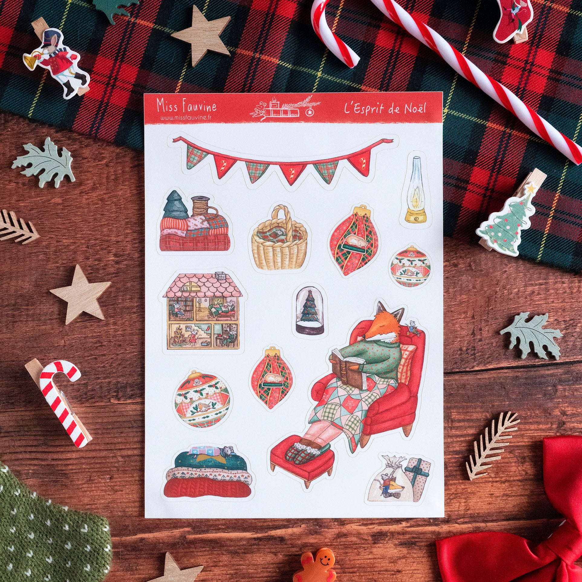 Planche de stickers "L'Esprit de Noël", Format A5 - papeterie