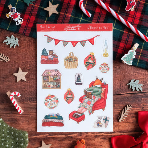 Planche de stickers "L'Esprit de Noël", Format A5 - papeterie