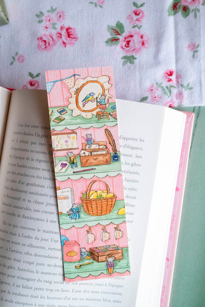 Marque-page "L'étagère de printemps des souris" - papeterie