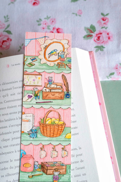 Marque-page "L'étagère de printemps des souris" - papeterie