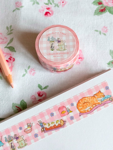 Planche de stickers "L'étagère de printemps des souris", Format A5