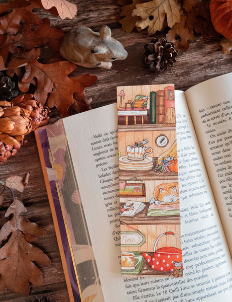 1 Marque-page "L'étagère d'automne des souris"- carterie - papeterie