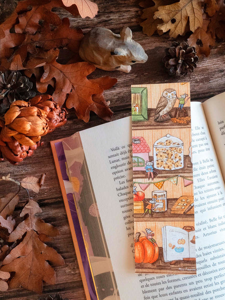 1 Marque-page "L'étagère d'automne des souris"- carterie - papeterie