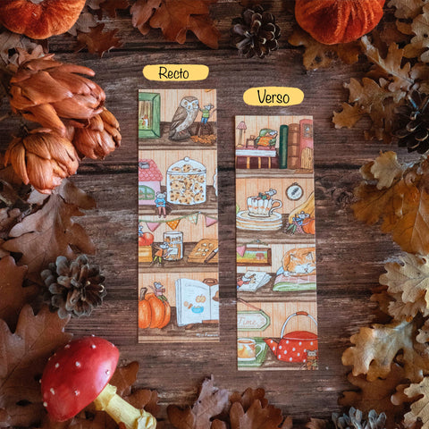 1 Marque-page "L'étagère d'automne des souris"- carterie - papeterie