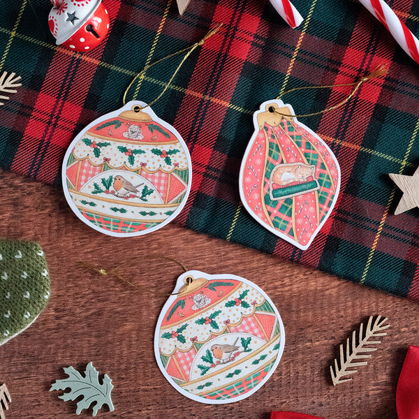 Lots d'étiquettes cadeaux "Boules de noël" - papeterie