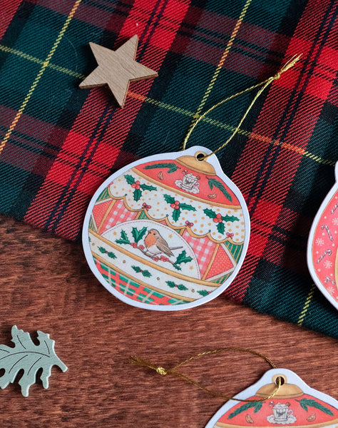 Lots d'étiquettes cadeaux "Boules de noël" - papeterie