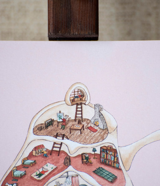 "Le cottage de noël des souris" Affiche ou carte de voeux - carterie - décoration