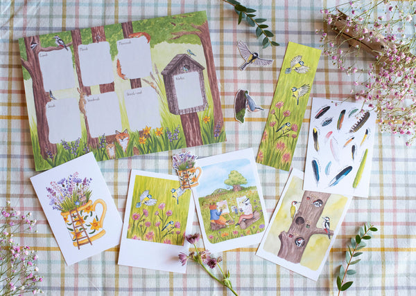 PACK Printemps, cartes, stickers, marque-pages - papeterie