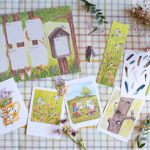 PACK Printemps, cartes, stickers, marque-pages - papeterie