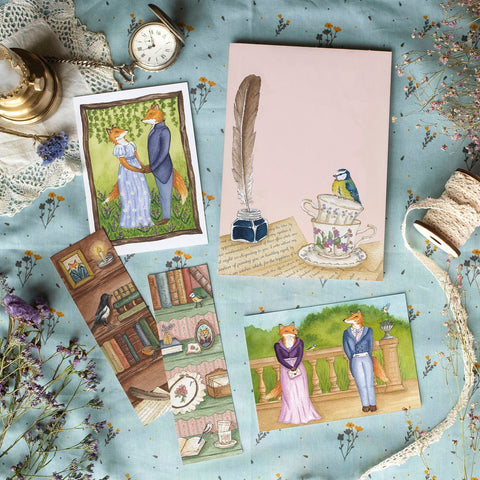 Pack  collection " Feather Park"  : cartes, bloc-notes, marque-pages - papeterie